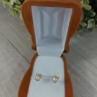 Aros casquillo redondo perla 18k