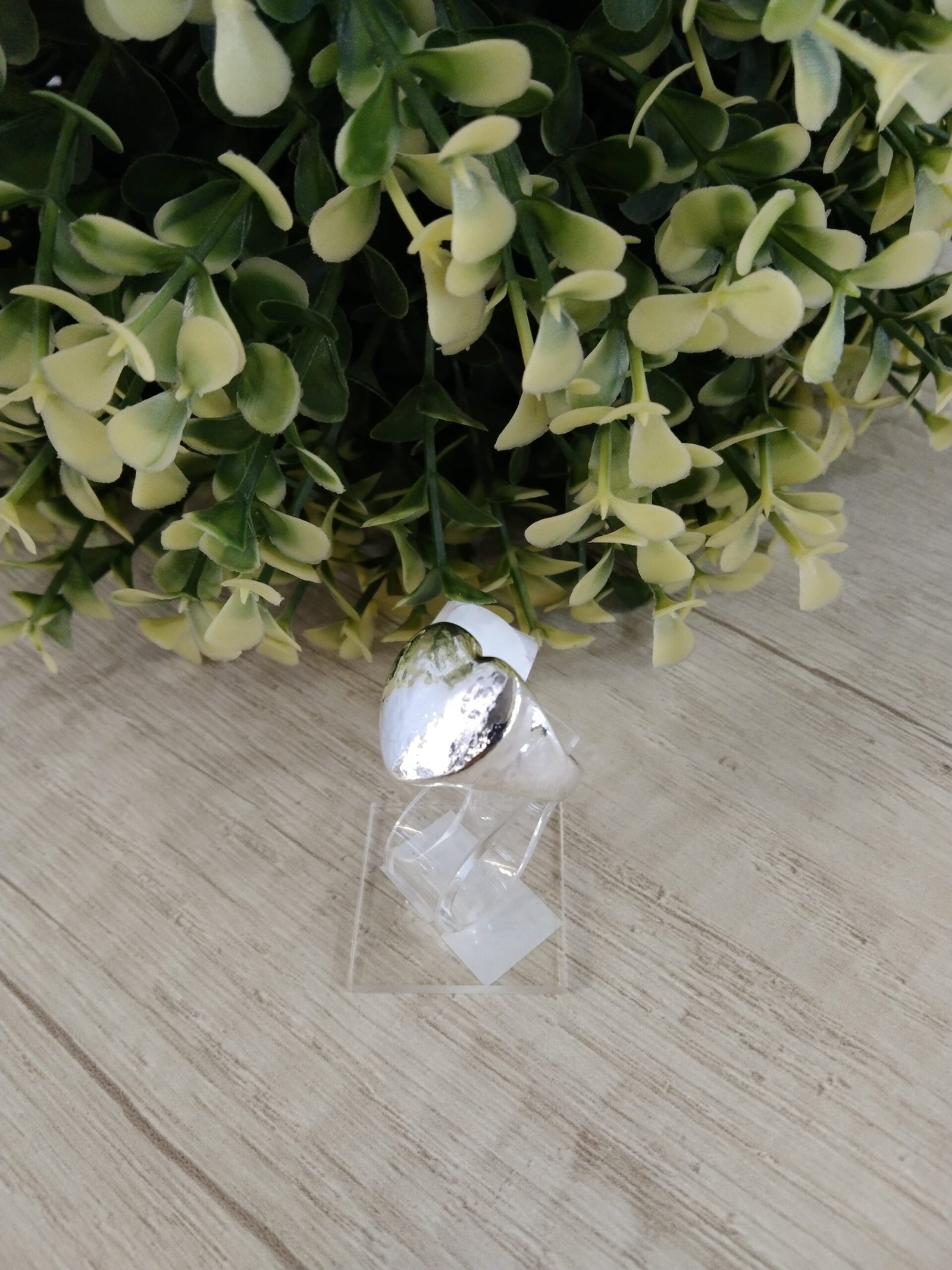 Anillo acero plateado coraz?n