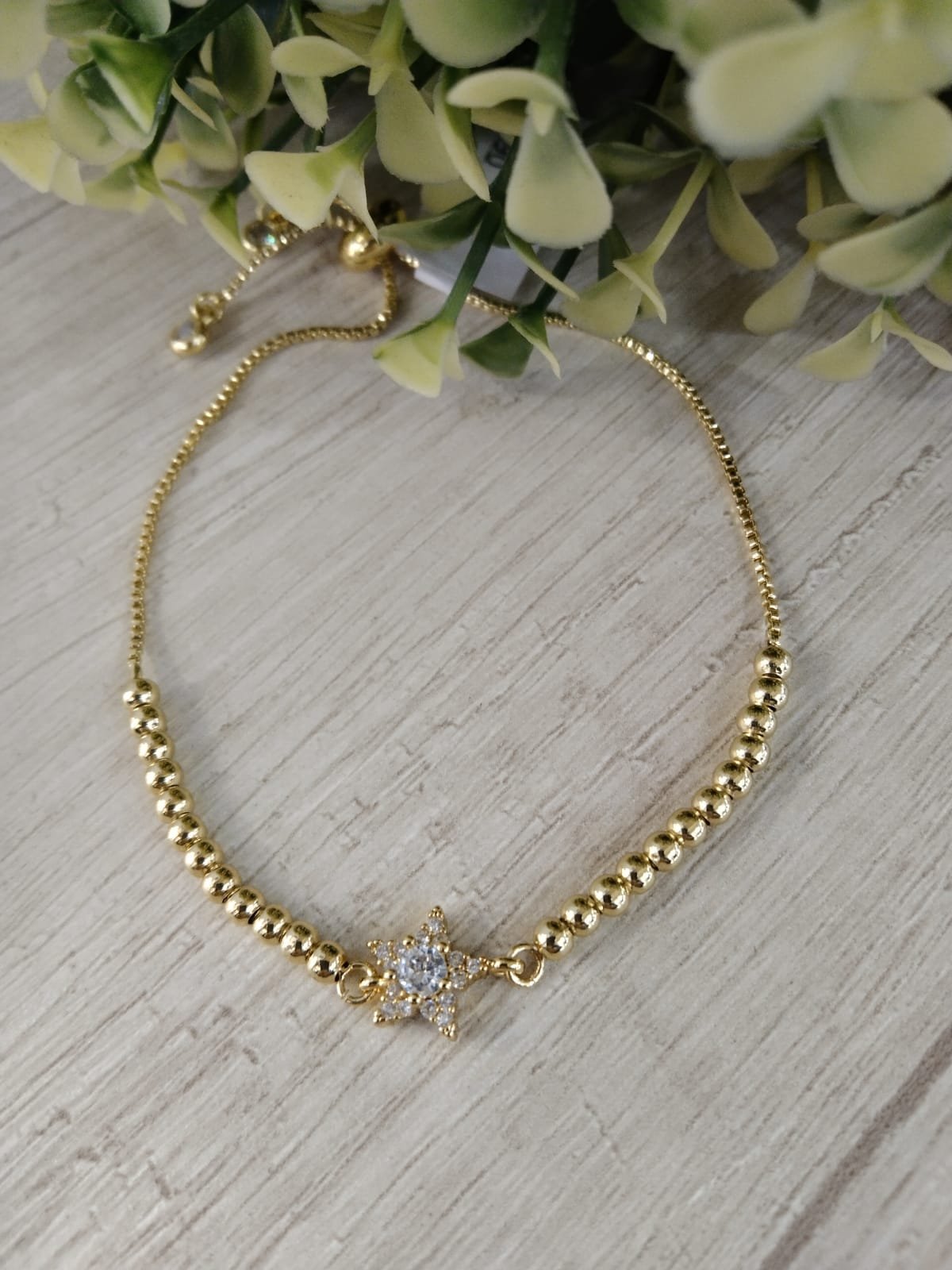 Pulsera ba?o en oro estrella con circones