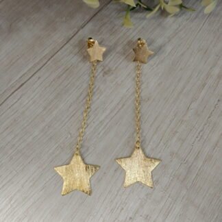 Aros Ba?o en oro estrella doble