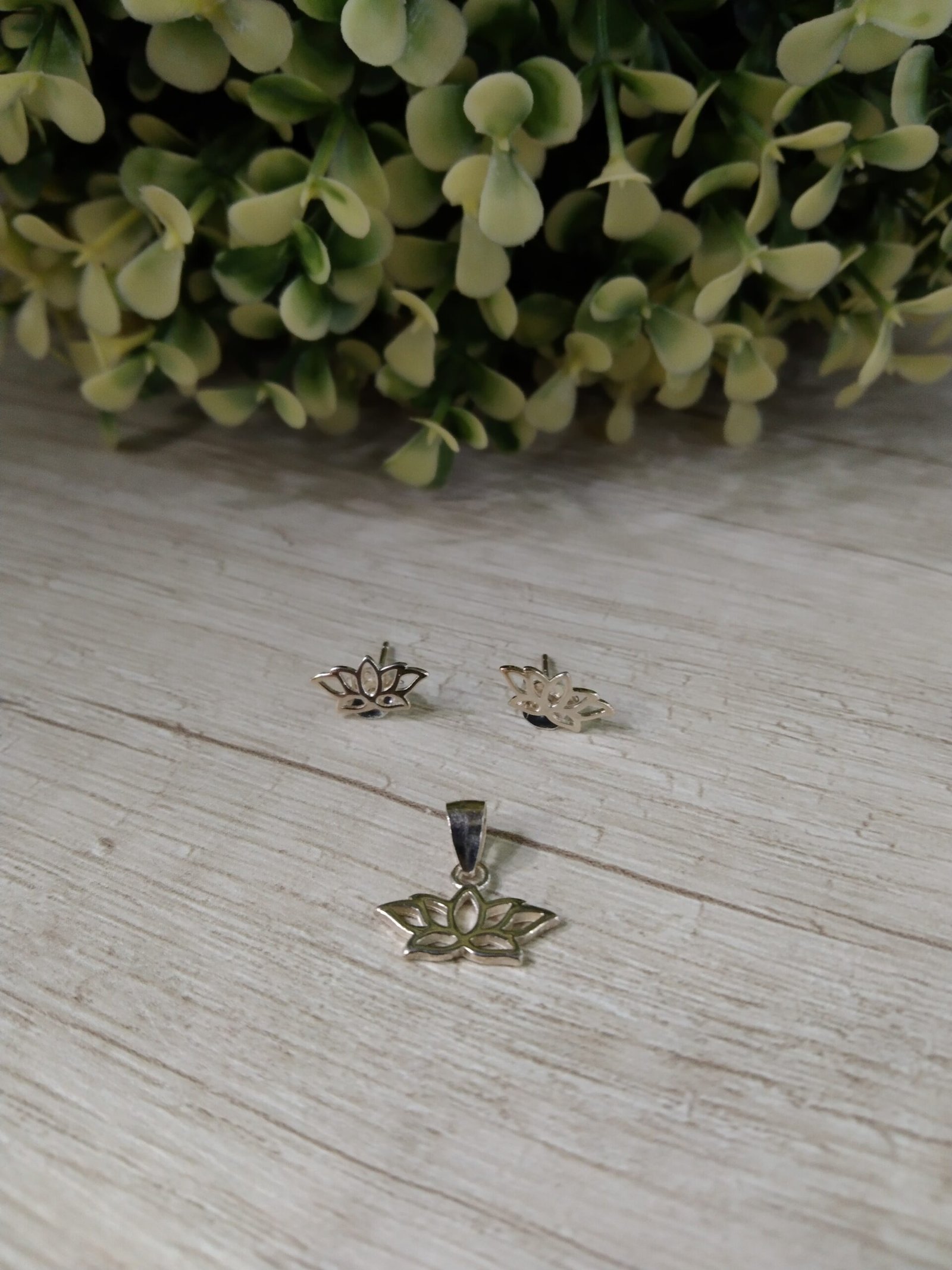 Conjunto plata flor de loto
