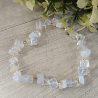 Pulsera Ba?o en oro elasticada piedra luna