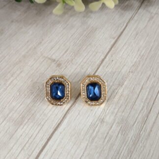 Aros Ba?o en oro hex?gono azul apegado