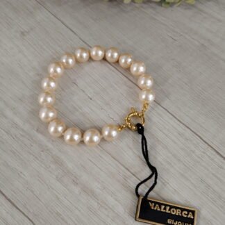 Pulsera perlas Mallorca  20 cm broche timon enchapado