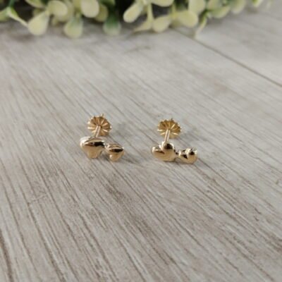 Aros Oro 18k corazones dobles