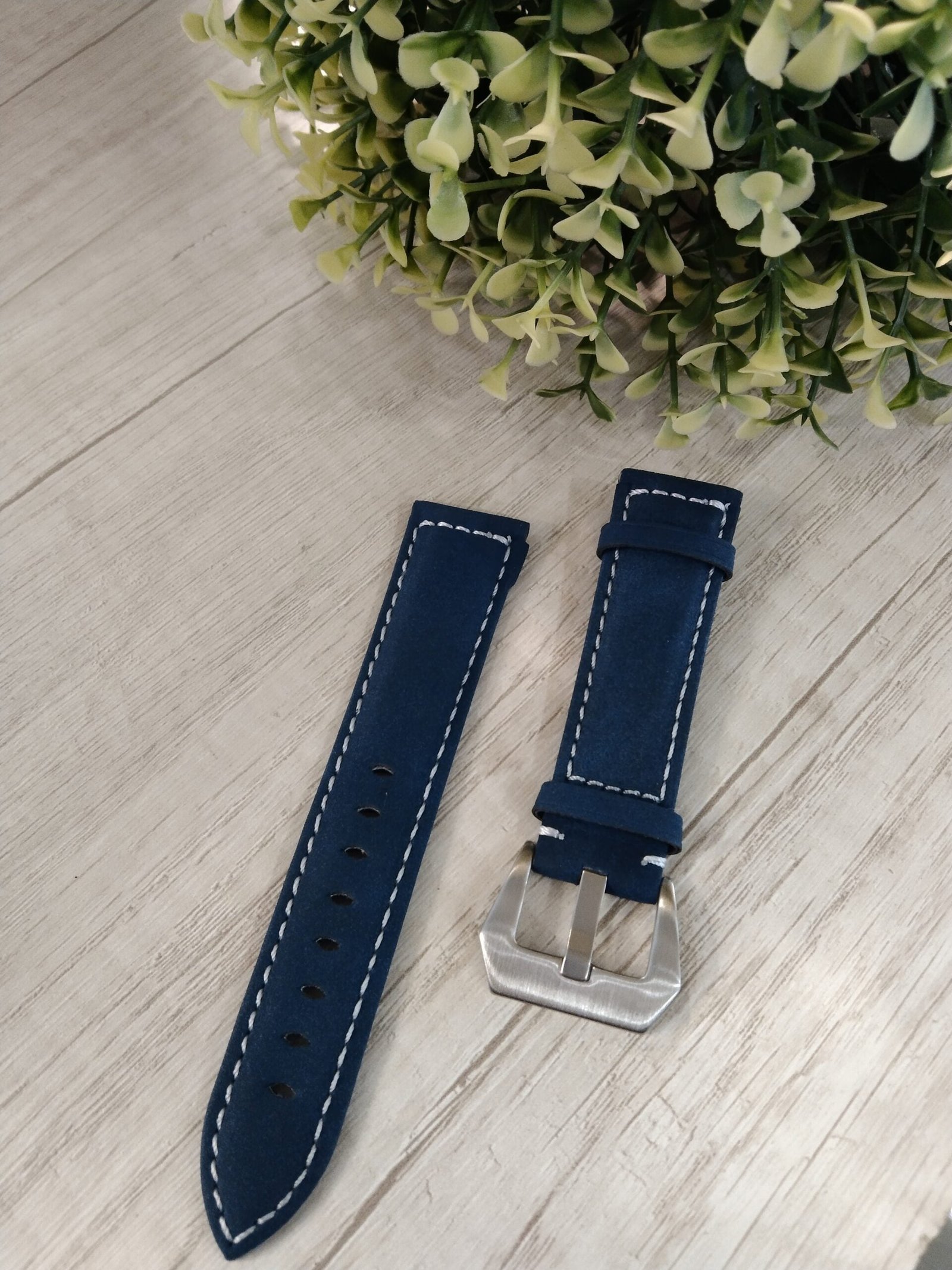 Correa cuero gamuza azul n22