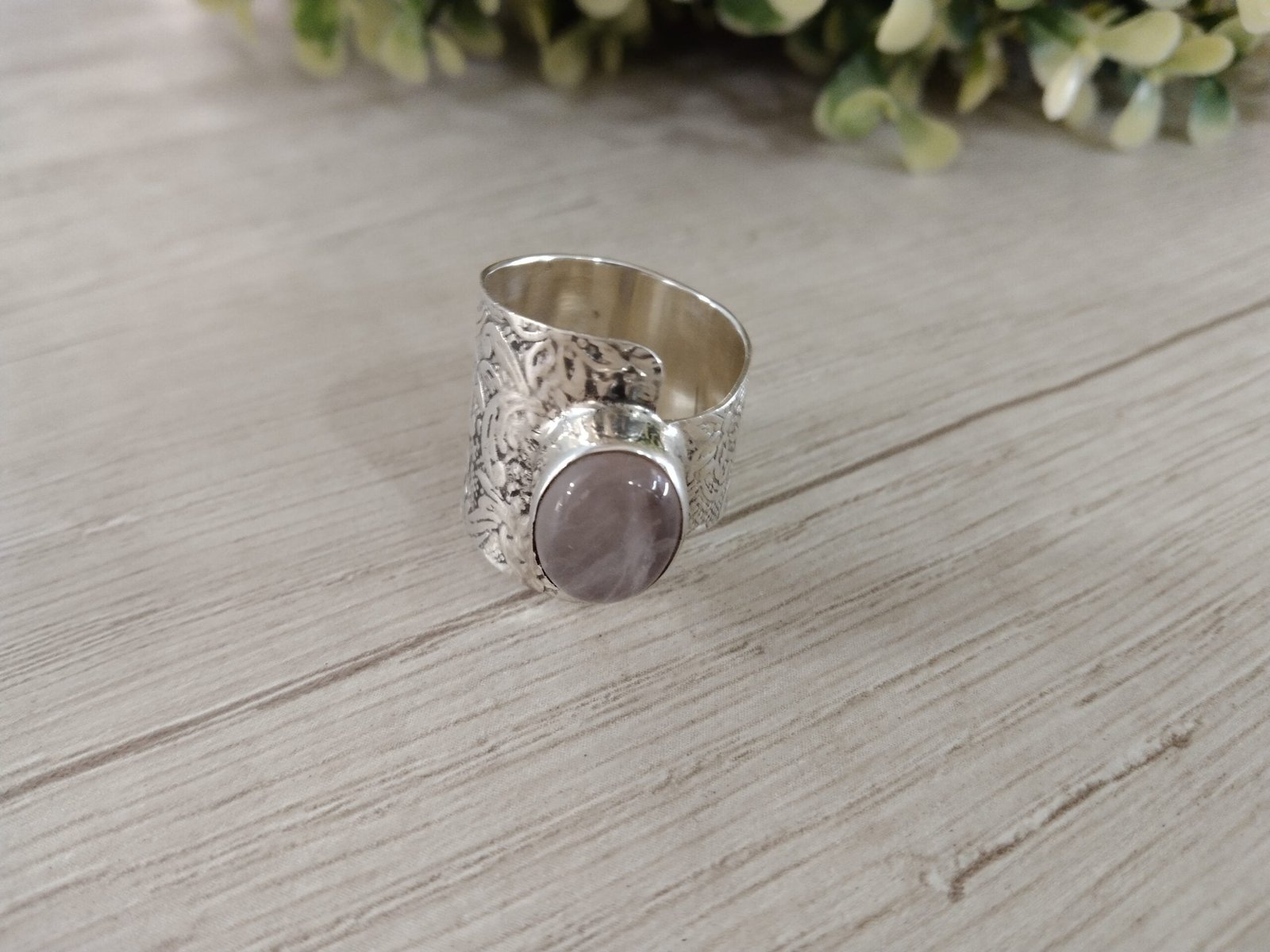 Anillo plata cuarzo rosa