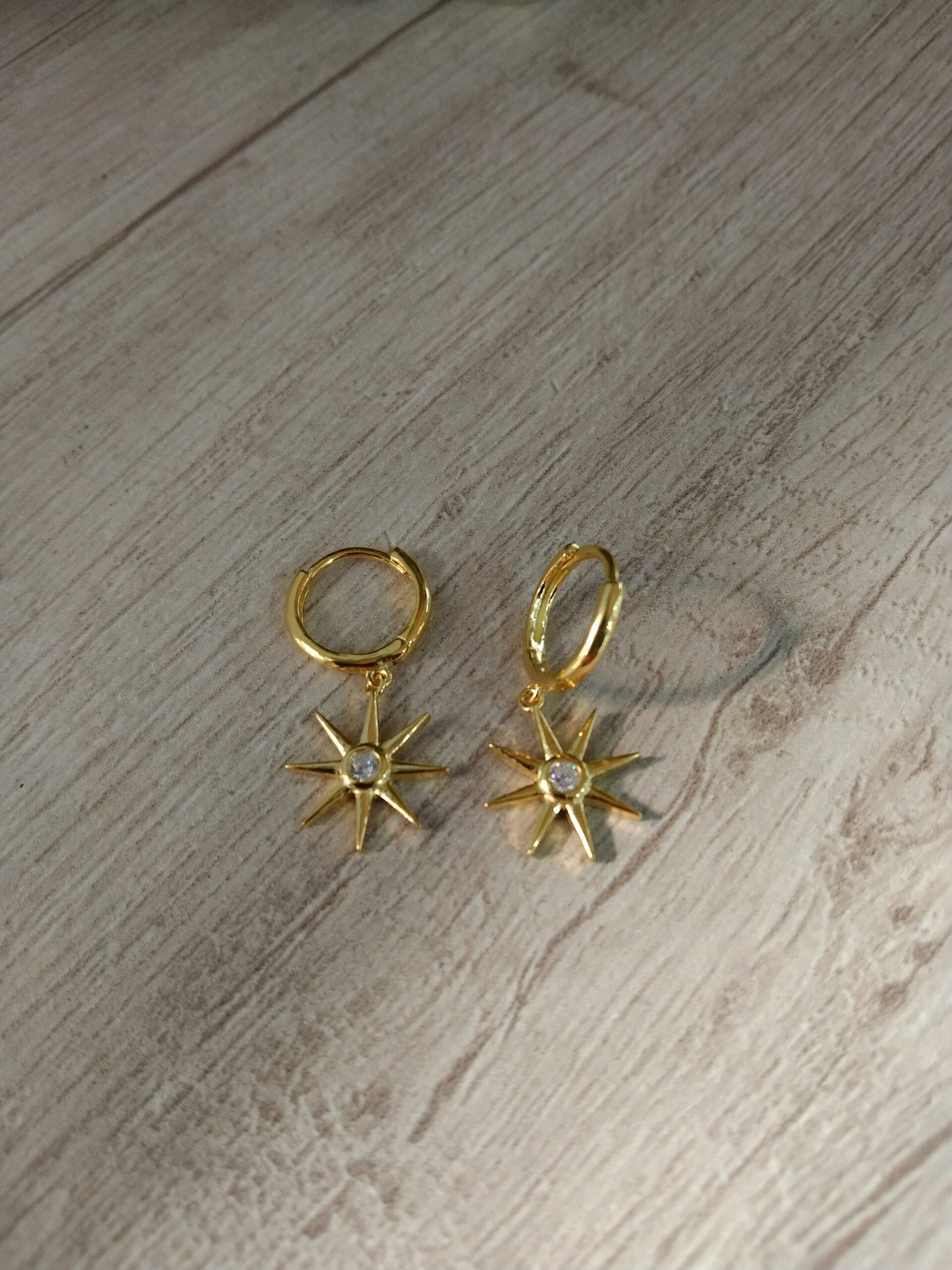 Aros plata ba?o en oro 18k argollas circones estrellas