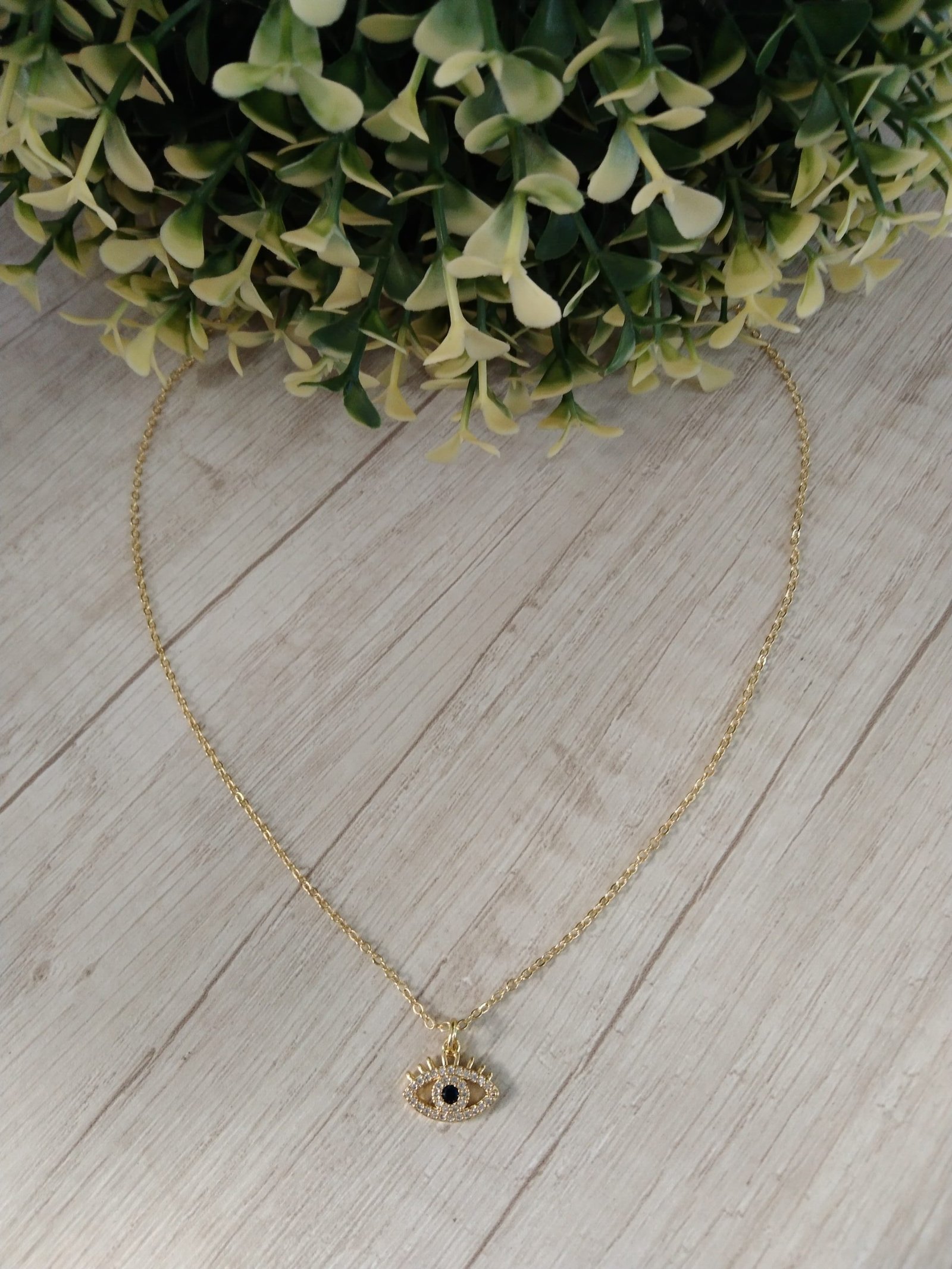 Collar Ba?o en oro ojo turco circones 46cm