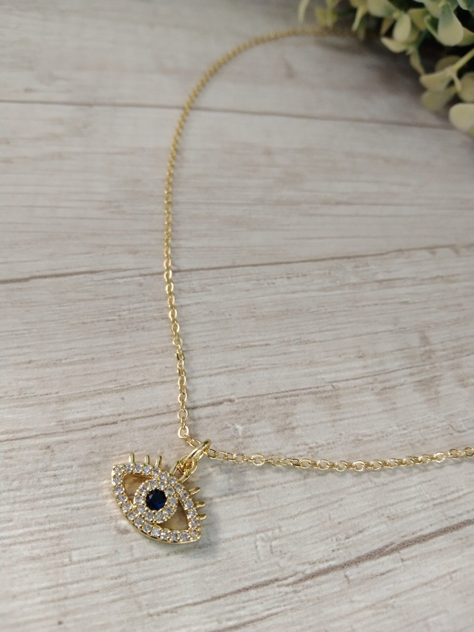Collar Ba?o en oro ojo turco circones 46cm - Imagen 2