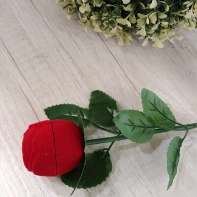 Caja anillo rosa con hojas