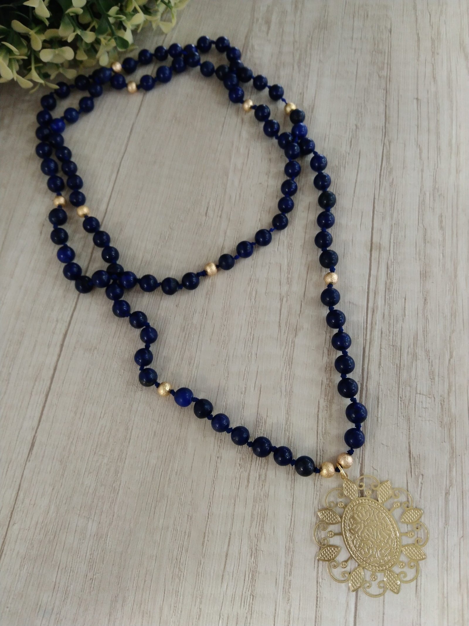 Collar lapizlazuli 1 metro Ba?o en Oro