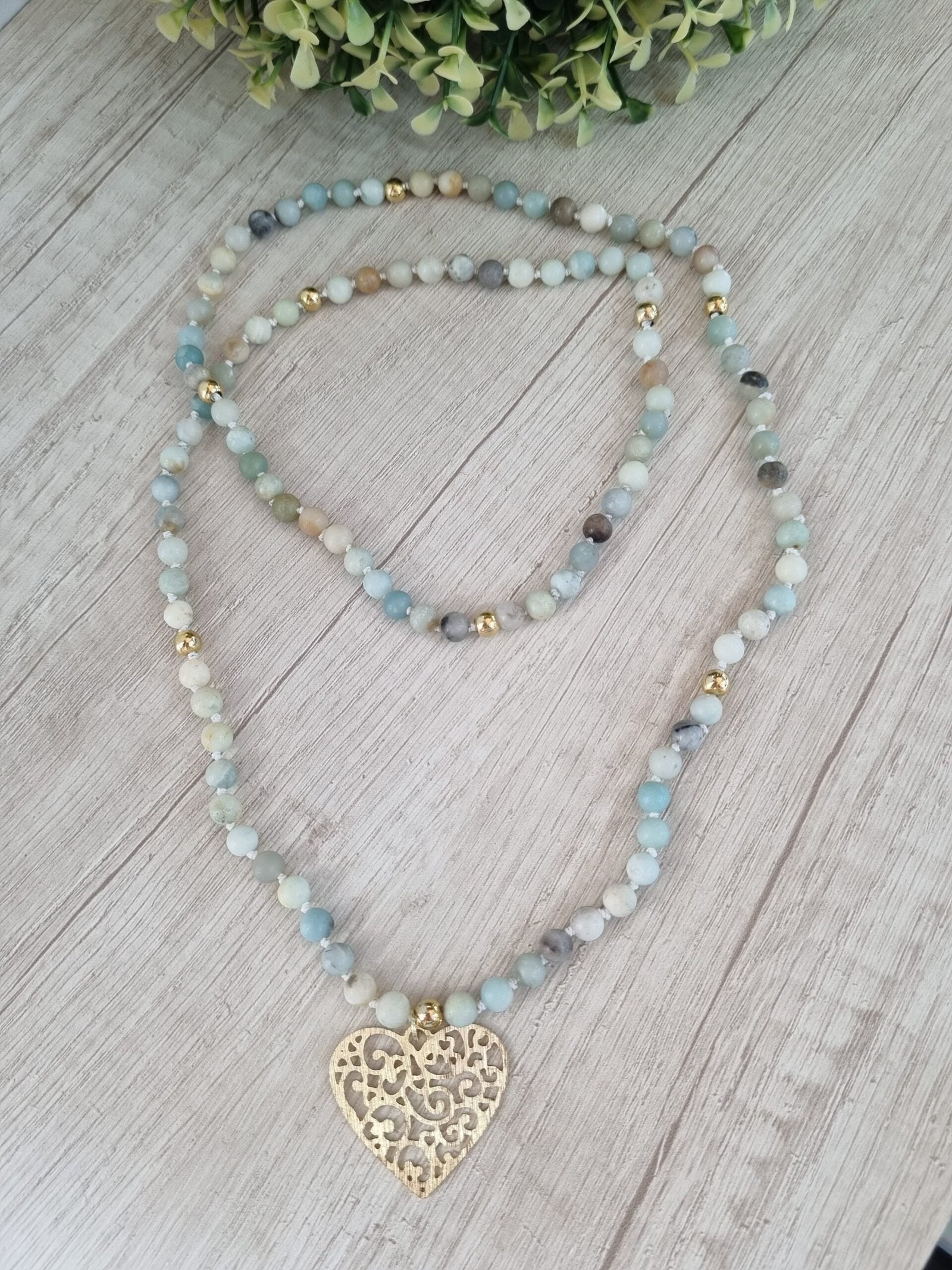 Collar ba?o en Oro y amazonitas MH - Imagen 2