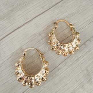 Aros Ba?o en oro argollas bote calada