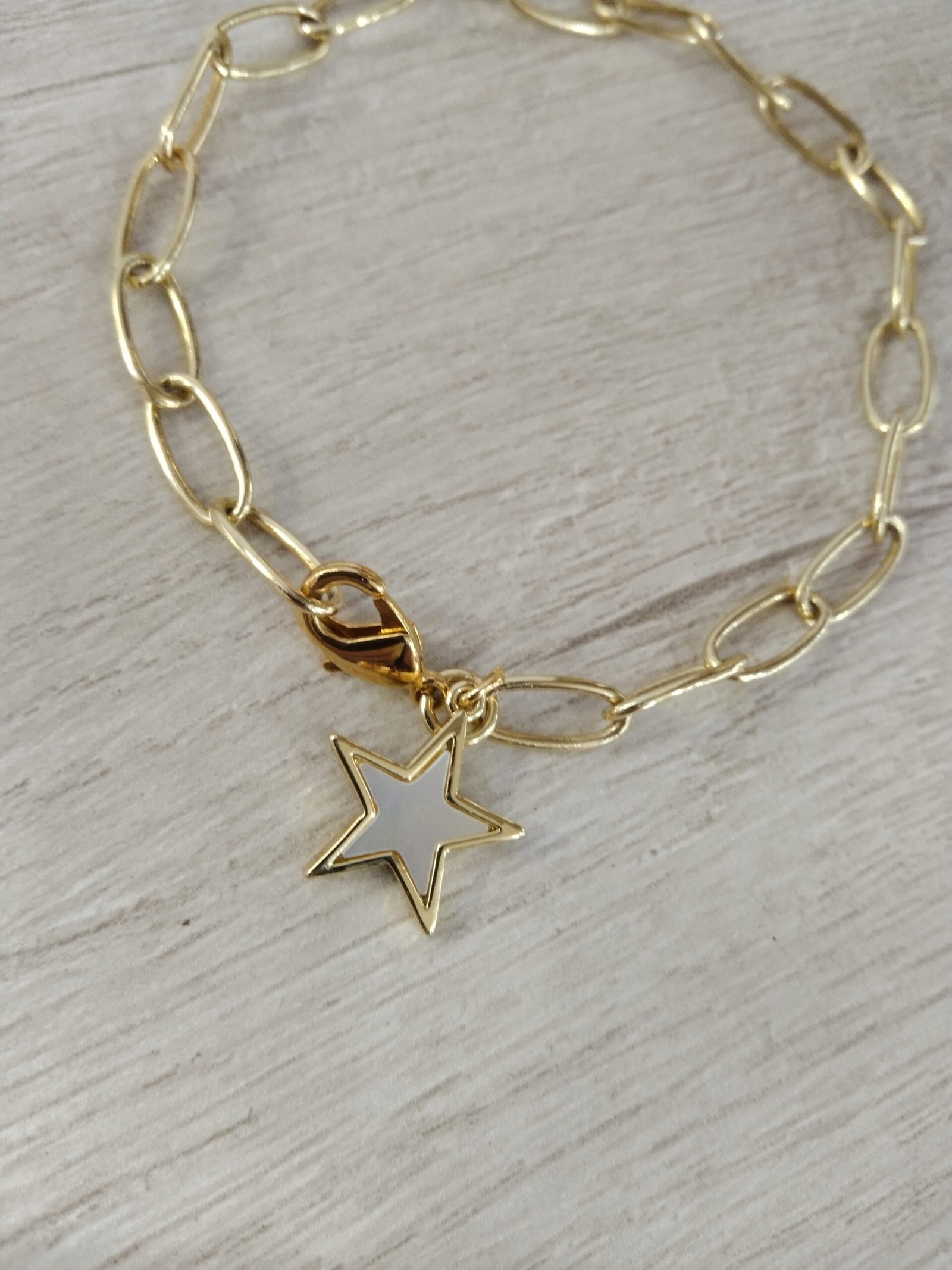Pulsera Ba?o en oro colgante estrella nacar