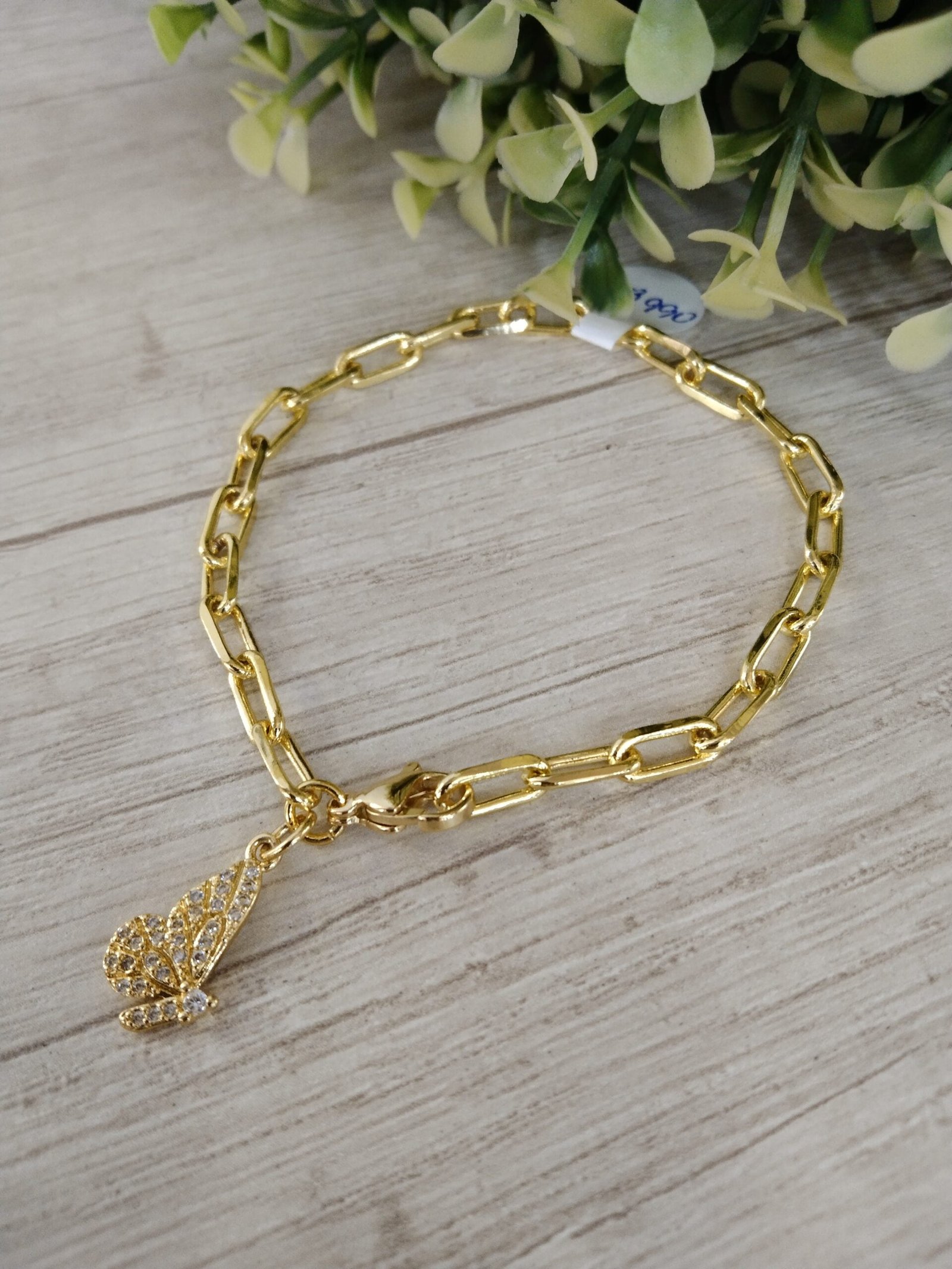 Pulsera Ba?o en oro mariposa circones
