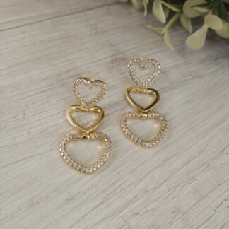 Aros Ba?o oro tres corazones