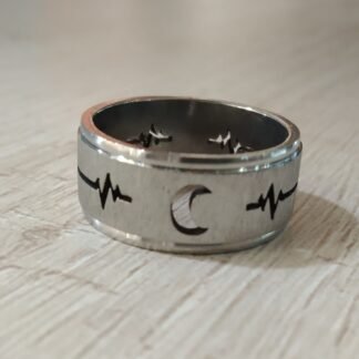 Anillo Acero Luna ritmo cardiaco nro 15