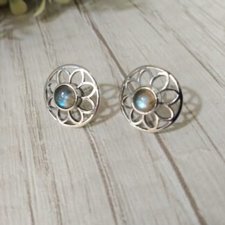 Aros plata flor labradorita