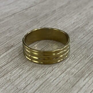 Anillo acero dorado zurcos nro 22