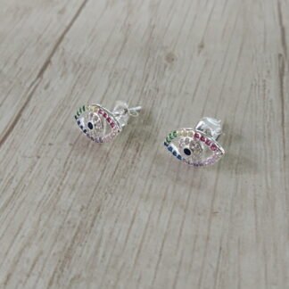 Aros plata ojo turco circones colores
