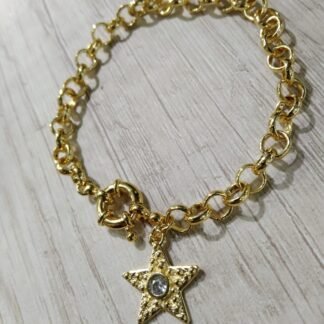 Pulsera rolo estrella ba?o en oro