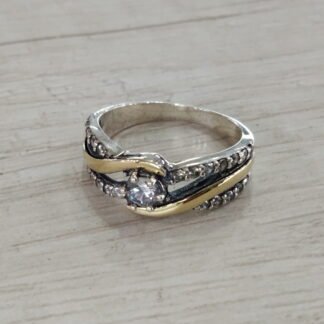 Anillo plata con oro nro 14
