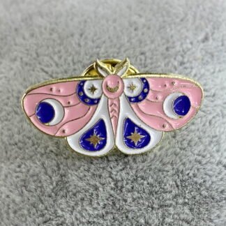Prendedor polilla esmaltada rosa