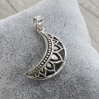 Colgante Plata media luna envegecida