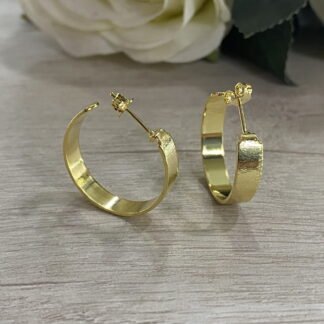 Aros Ba?o en Oro semi argollas plana
