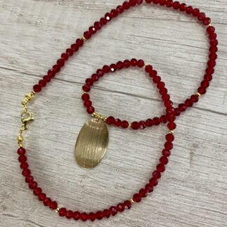 Collar cristales rojo ba?o en oro