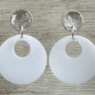 Aros Plata Resina Circulares Blancos
