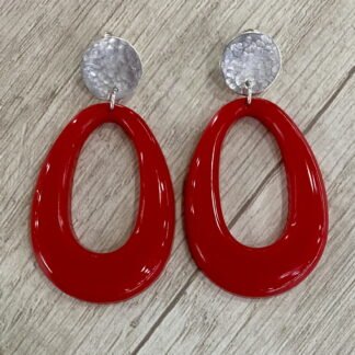 Aros Plata Resina Rojos ?valados