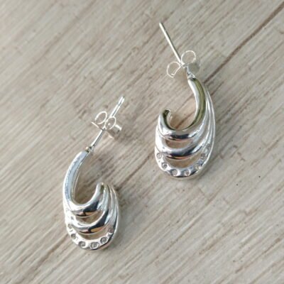 Aros plata semiargolla triple circones