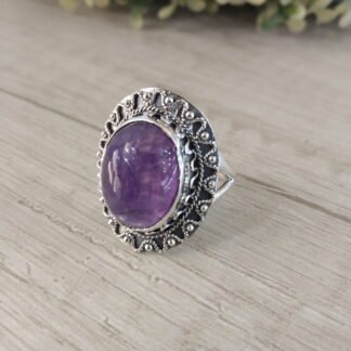 Anillo Plata Envejecida amatista nro 16