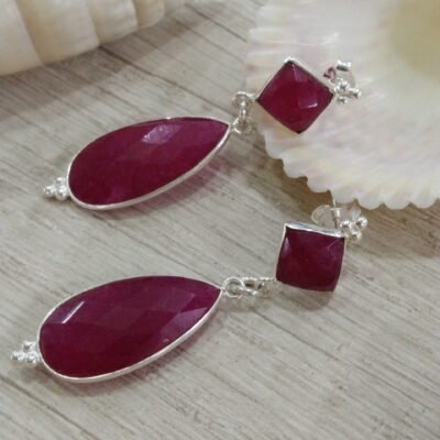 Aros Plata Cuarzo Fucsia
