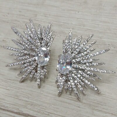 Aros Rayos circones Blanco