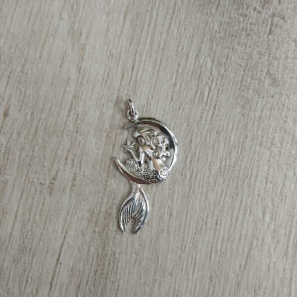 Colgante plata luna sirena