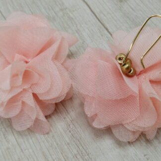 Aros Flor Rosa Tela Base Ba?o en Oro
