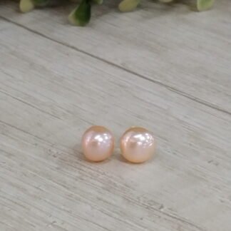 Aros perla de r?o rosa/ba?o en oro