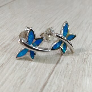 Aros plata rodinada Mariposa Opalo