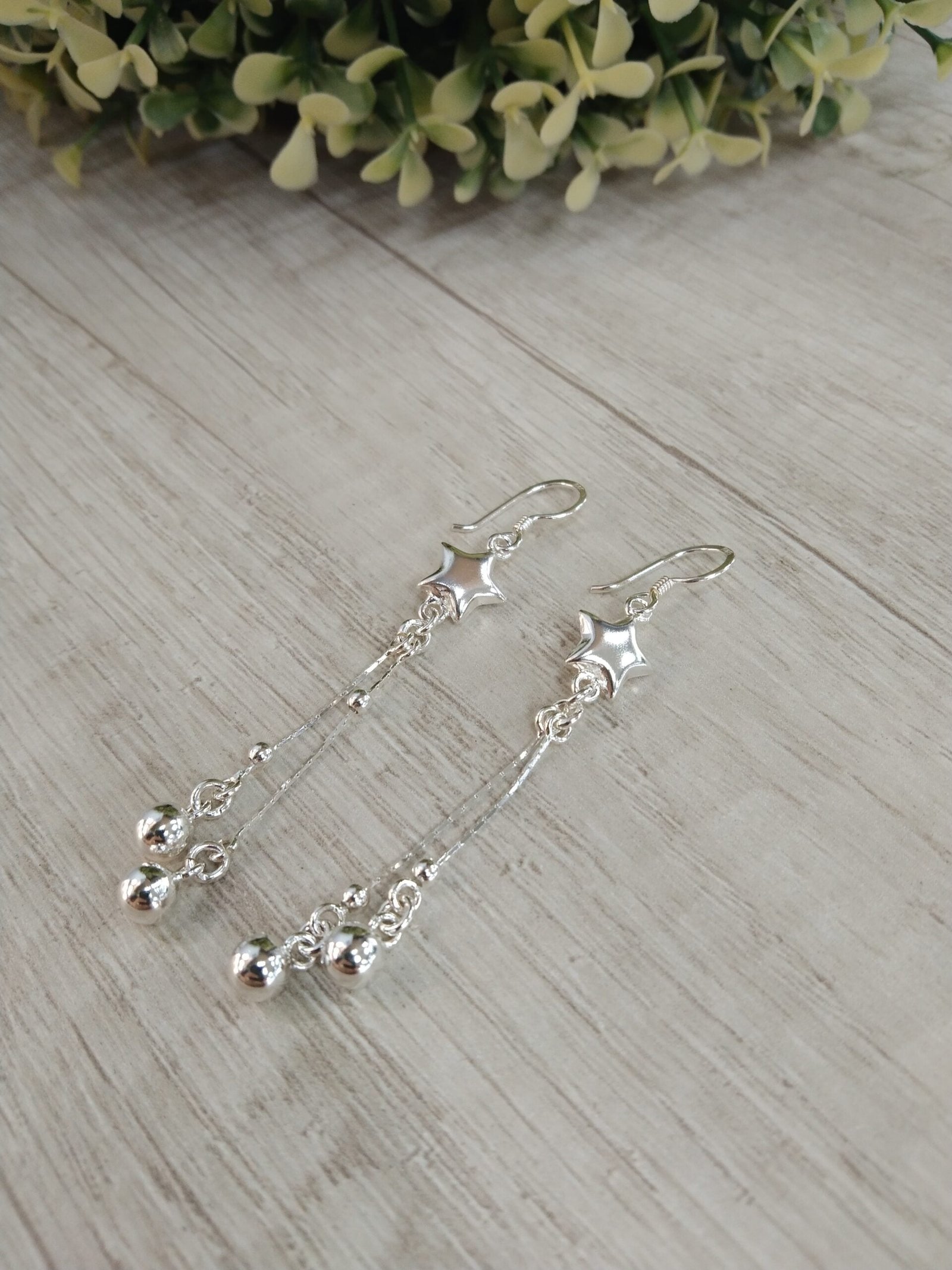 Aros plata colgantes estrellas infladas