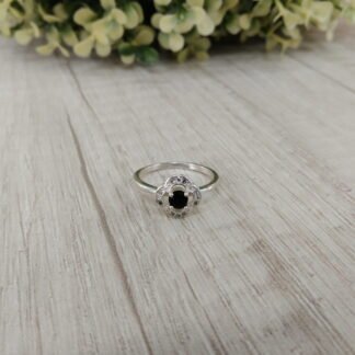 Anillo plata circon negro nro 14