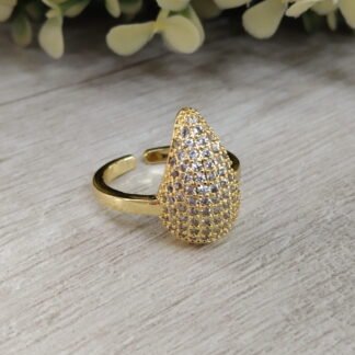 Anillo ba?o en oro Gota microcircones