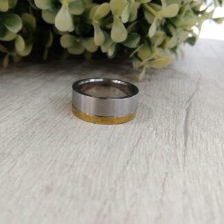 Anillo acero plateado dorado nro 16