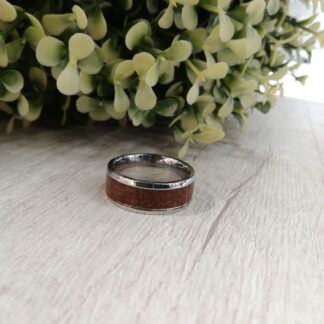 Anillo acero simil madera nro 20
