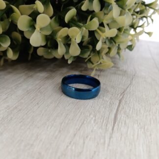 Anillo acero azul media ca?a nro 19