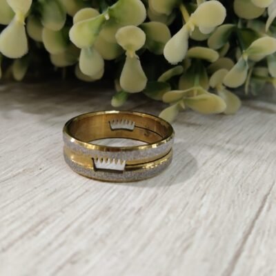 Anillo acero dorado plateado corona nro 19