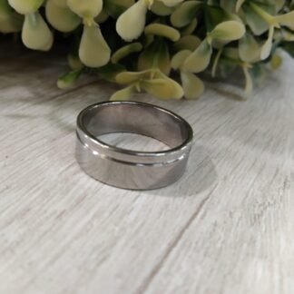 Anillo acero plateado una linea nro 18