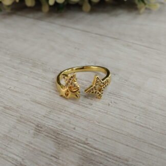 Anillo Estrellas microcircones ba?o en oro